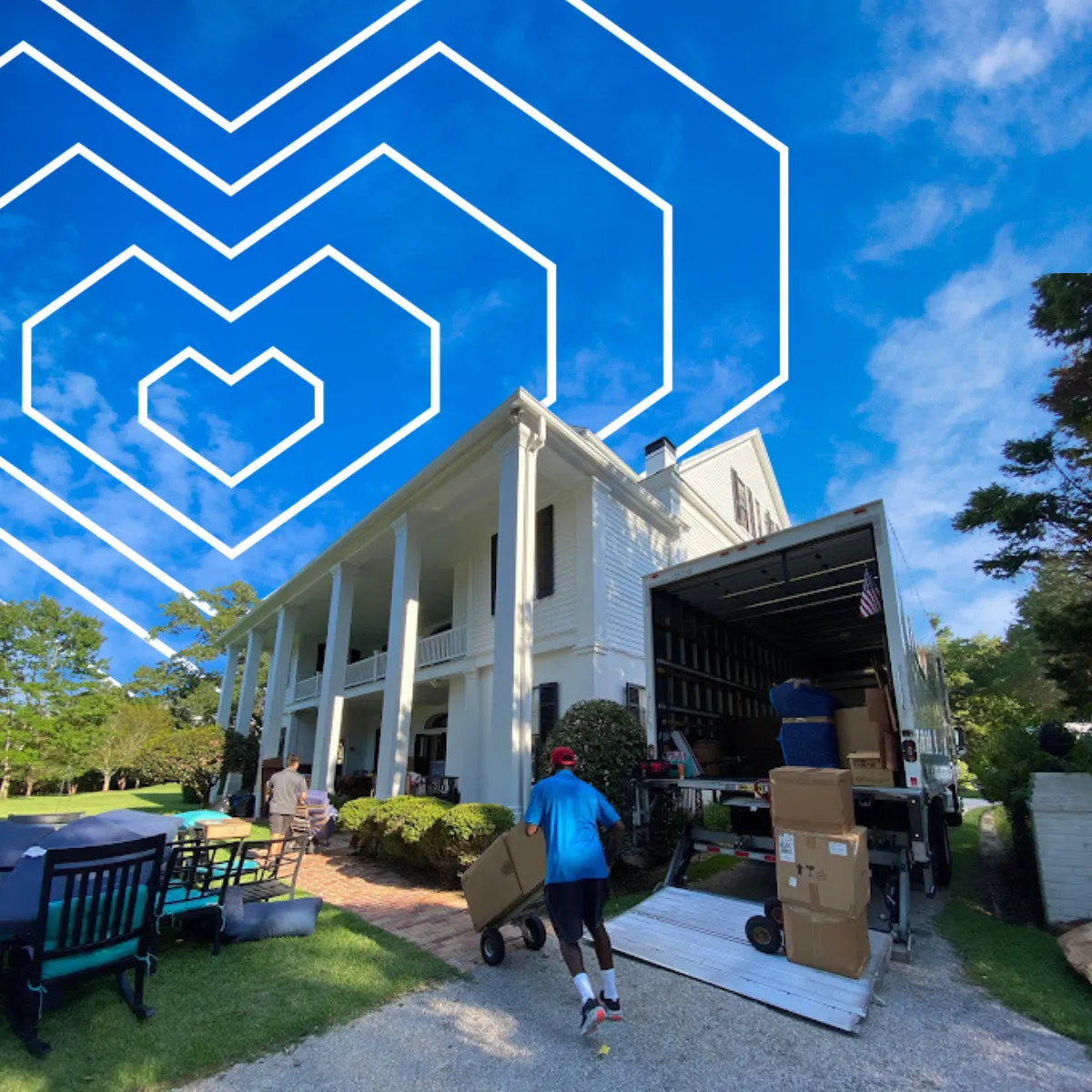 Love’s Pro Moving crew loading a moving truck outside a Texas home